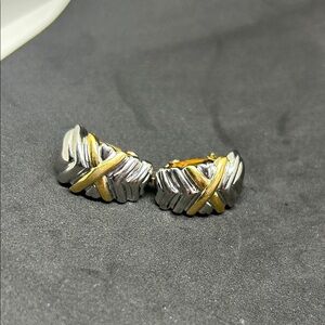 Silver and gold Clip Earrings Butler